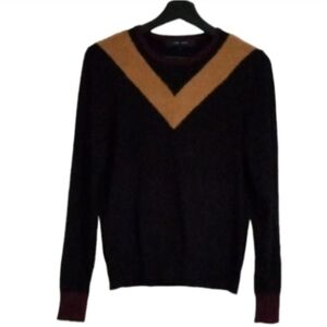 Black and Brown V-Neck Sweater Ptp 18" Length 24" By Cheecho